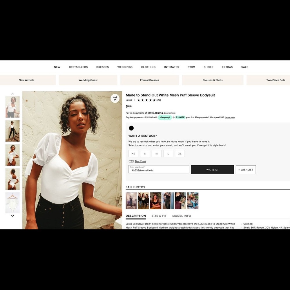 Made to stand out white mesh puff bodysuit NWT never worn